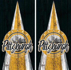Pittsburgh Sports Colors Cornhole Wraps / Skins - Design 2 Pittsburgh Sports Colors Cornhole Wraps / Skins - Design 2