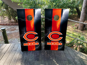 Chicago Bears Cornhole Wraps / Cornhole Skins - Thunder Design 1 Chicago Bears Cornhole Wraps / Cornhole Skins - Thunder Design 1