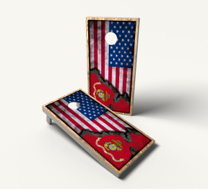 USA Flag & Marine Corps Cornhole Board Wraps / Skins USA Flag & Marine Corps Cornhole Board Wraps / Skins