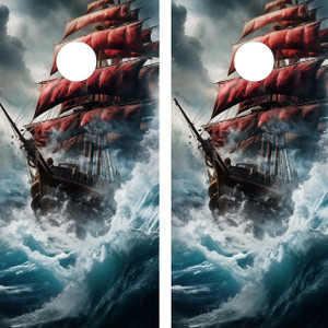 Ahoy, matey! Set sail for adventure with our pirate-themed cornhole wraps, featuring swashbuckling designs and buried treasures! Transform your outdoor gaming experience into a high-seas escapade with custom wraps showcasing pirate ships, skulls, and crossed swords.