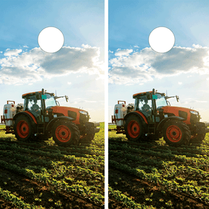 Cornhole wraps featuring a modern orange tractor in a lush green field under a bright blue sky with scattered clouds. The tractor is positioned in the middle of a sunlit agricultural landscape, highlighting the beauty of farm life and advanced farming equipment Cornhole wraps featuring a modern orange tractor in a lush green field under a bright blue sky with scattered clouds. The tractor is positioned in the middle of a sunlit agricultural landscape, highlighting the beauty of farm life and advanced farming equipment