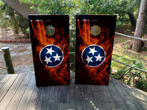 Cornhole wraps featuring a TN Flag in a  smokey design Cornhole wraps featuring a TN Flag in a  smokey design