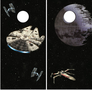 Millennium Falcon and Death Star, Star Wars Cornhole Wraps Millennium Falcon and Death Star, Star Wars Cornhole Wraps