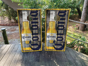 Rustic Corona Cornhole Wraps / Skins - Design 1