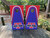 Custom sports team cornhole boards featuring a bold red, white, and blue design with a customizable team logo and text. Perfect for tailgates, game days, and sports fans