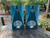 Blue Wood Grain Sea Shell Cornhole Wraps / Skins