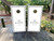 Modern white wedding cornhole board wraps featuring a minimalist black double-line border and elegant typography reading “The Rizzos – 10.26.25.” A clean, timeless design perfect for black-and-white weddings, modern receptions, or classic anniversary celebrations.