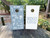 Custom Wedding Cornhole Wraps- Illustrated Love Store in Dusty Blue