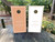 Custom peach wedding cornhole wraps