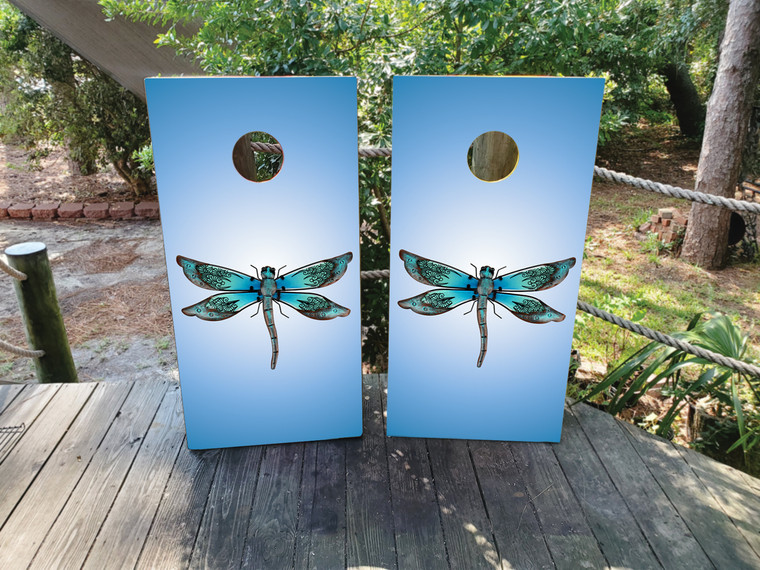 Super cute dragonfly cornhole wraps / skins / decals/ stickers