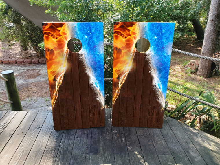 Fire & Ice Cornhole Wraps / Stickers / Decals / Vinyl