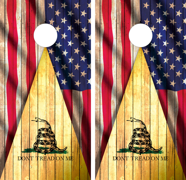 Don't Tread on Me Cornhole Wraps, Skins, Vinyl, Decals