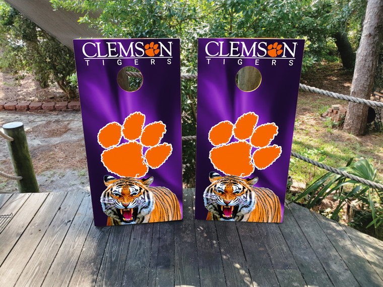 Clemson Tigers Cornhole Wraps / Skins  - Design 20