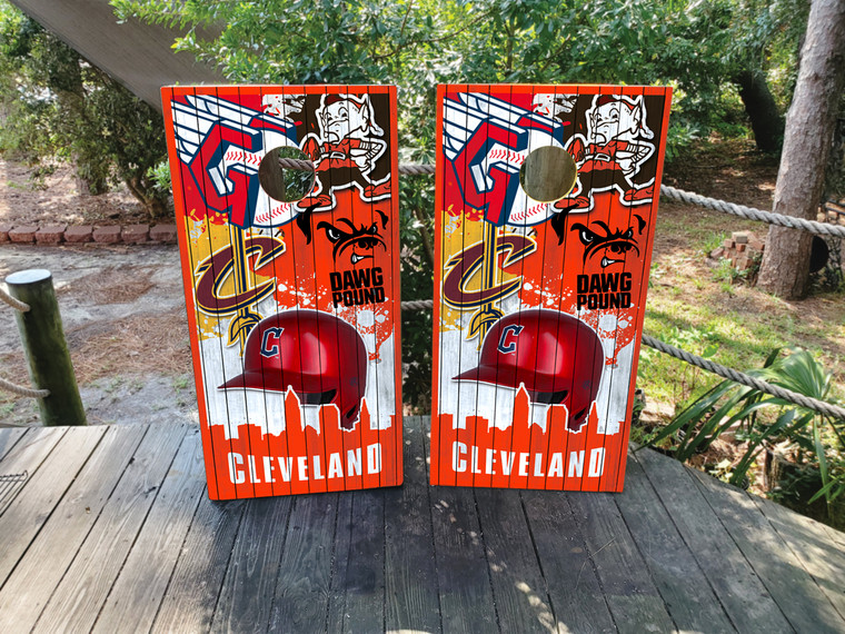 Cleveland Mash Up Cornhole Wraps / Skins  - Design 3
