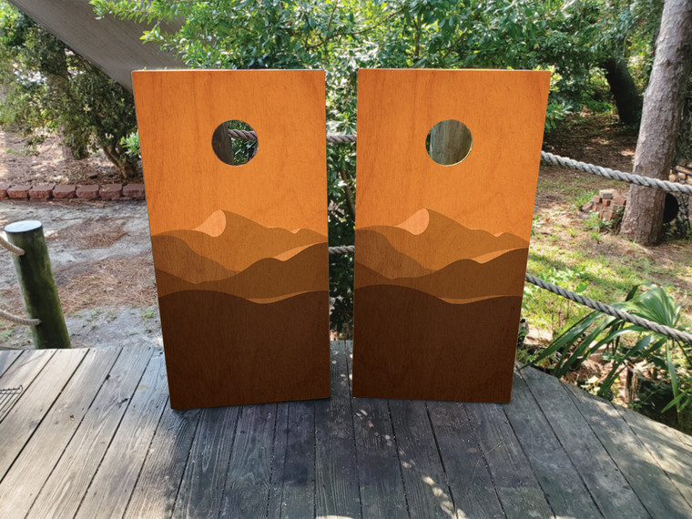 Mountain Range in Wooden Style Cornhole Wraps / Skins