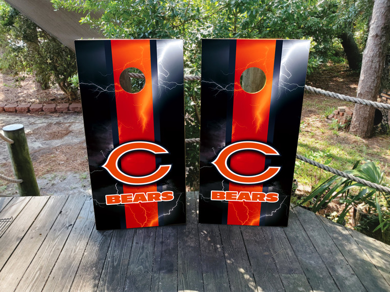 Chicago Bears Cornhole Wraps / Cornhole Skins  - Thunder Design 1