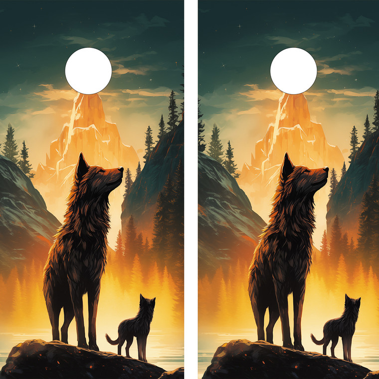 Elevate your cornhole game with the spirit of the wild! Embrace the mystique and strength of wolves with custom designs that showcase these majestic creatures.