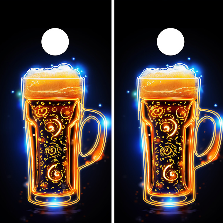 Neon Beer Cornhole Wraps - Pair - Laminated - We Made Too Many!