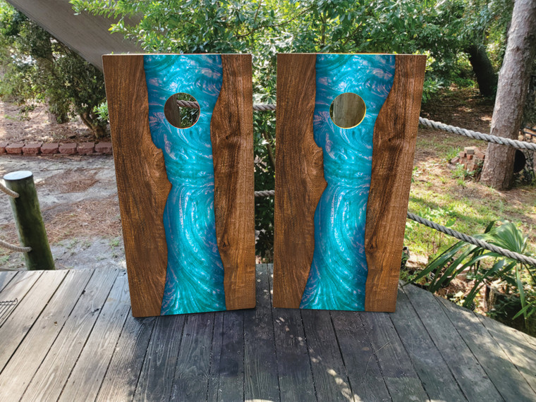 Turquoise Epoxy Cornhole Wraps - Pair - Laminated - We Made Too Many!