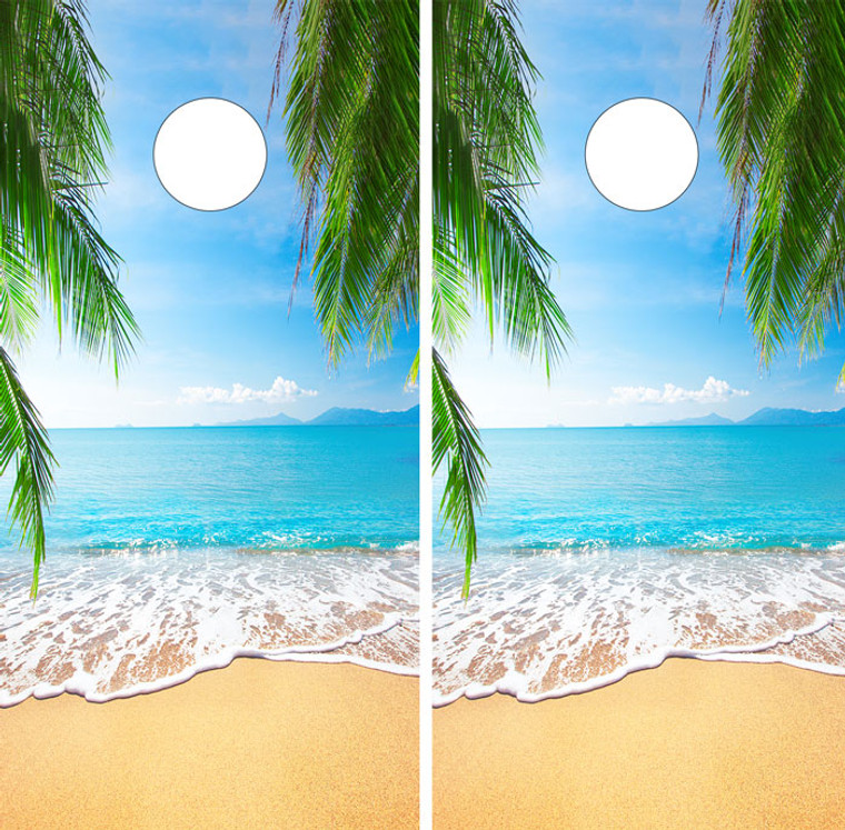 Beachy tropical cornhole wraps / stickers /decals / vinyls