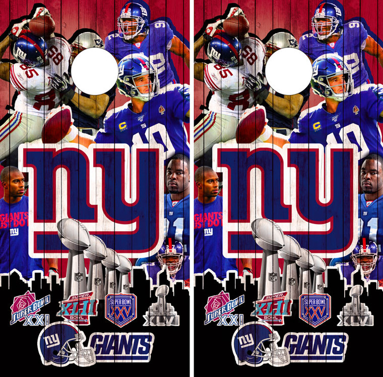 New York Giants Super Bowl Cornhole Wraps and Skins and Decals