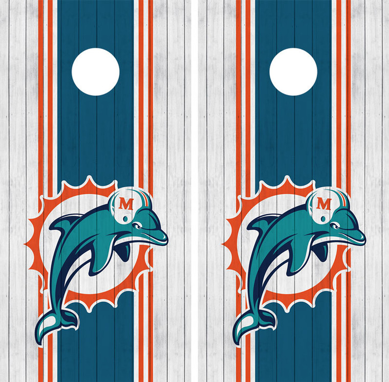 Retro Throwback  Miami Dolphins on cornhole wraps / skins / stickers