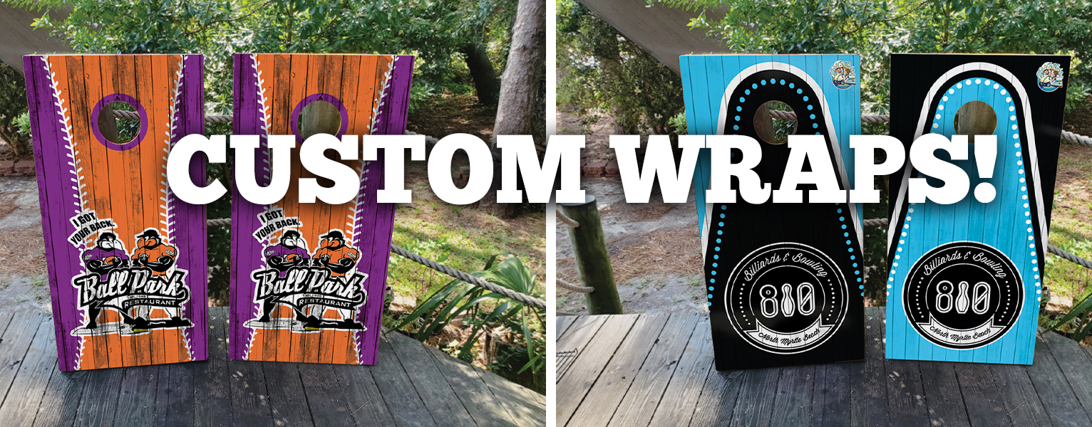 Our custom cornhole wrap designs. 