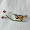 Warbler on Branch Embroidered and Beaded Pin