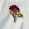 Trovelore Red Velvet Flower Embroidered and Beaded Pin