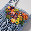 Trovelore Embroidered & Beaded Fringe Purse - Grey 