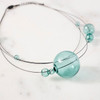 Multi-strand Short Aqua Glass Necklace