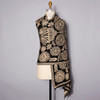 Fraktur Floral Cotton Shawl Black & Sugar