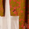 1960's Vintage Resist Dye Olive Floral Long Kimono