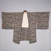 Vintage Rinzu Silk Black Shibori Dyed Red Accent Haori