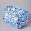 Blue Block Printed Quilted Cosmetic Bag