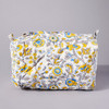 Large Yellow Provence Block Printed Quilted Cosmetic Bag