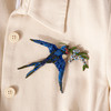 Large Embroidered & Beaded Peace Swallow Pin