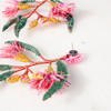 Embroidered & Beaded Pink Eucalyptus Earrings