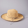 Crochet Straw Sun Hat with Grey Trim