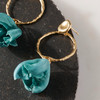 Silk Flower Loop Drop Earrings - Dusty Blue