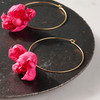 Silk Flower Hoop Earrings - Dark Pink