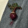 Trovelore Embroidered and Beaded Beet Pin