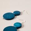 Navy Double Disk Wood Earrings