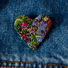 Embroidered & Beaded Blooming Heart Pin