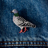 Embroidered & Beaded Pigeon Pin
