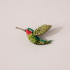 Embroidered & Beaded Ruby Throated Hummingbird Pin