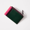 Leather Wallet ID Case with Zipper in Forest Multi