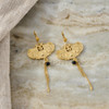 Baroque Fan Brass Earrings with Onyx Bead