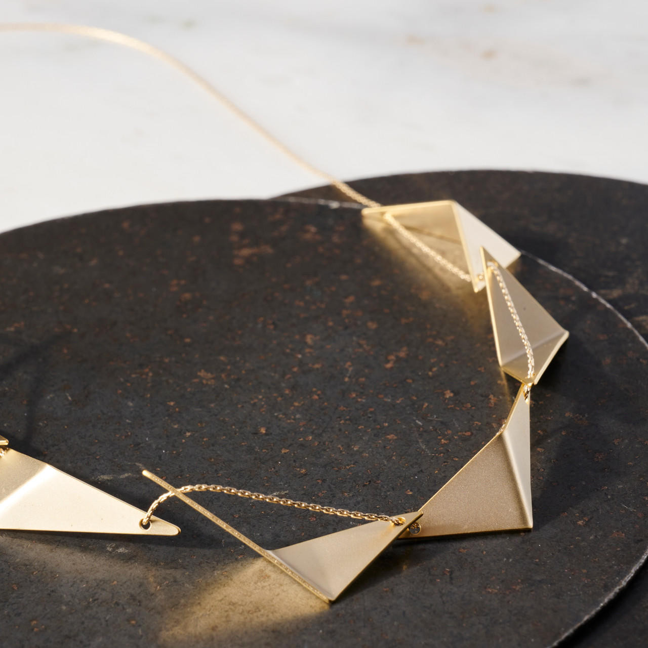 Modern Mid Size Triangles Design Chai Pendant from 14K Gold