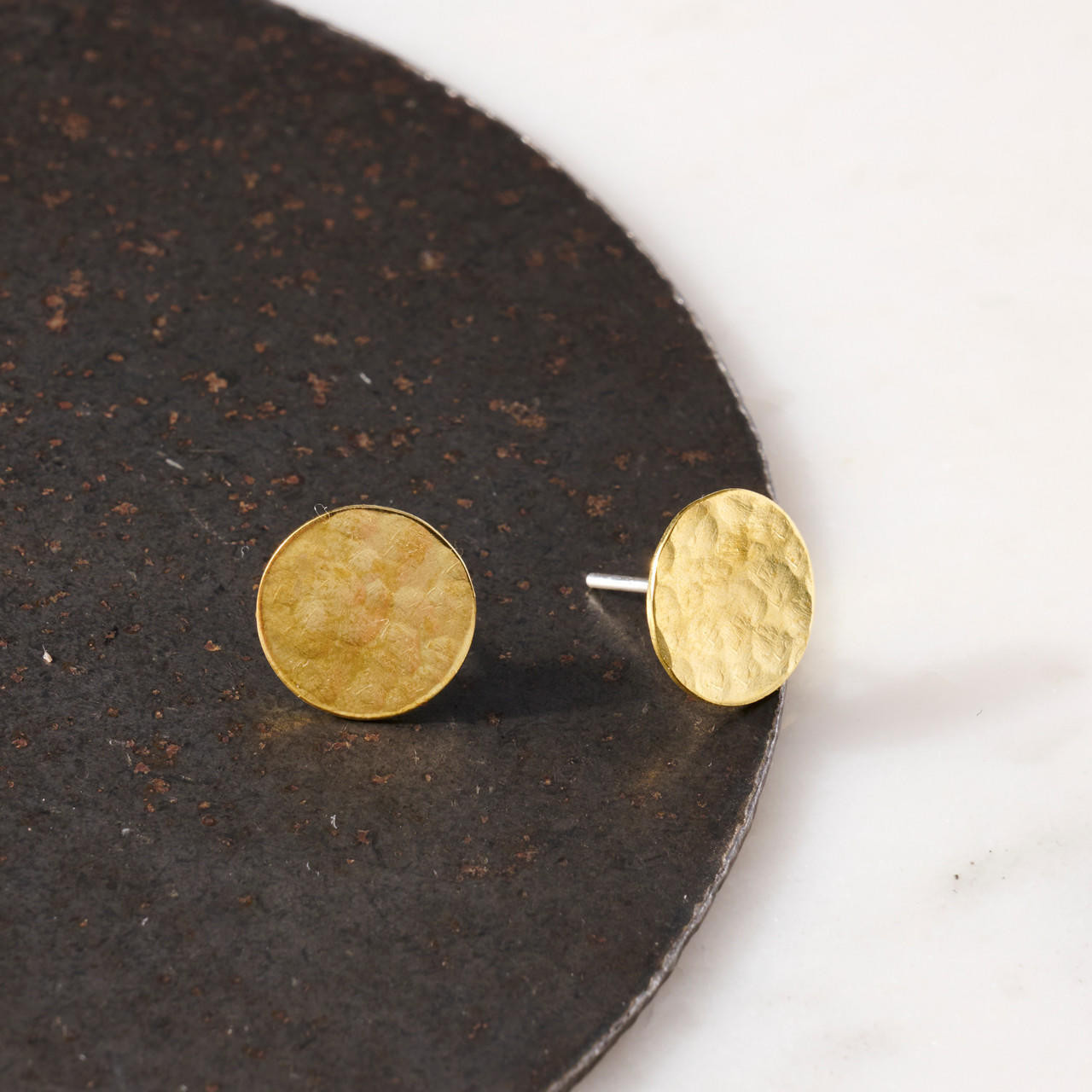 Rose Cut Salt and Pepper Diamond Stud Earrings in Yellow Gold - EC Design  Jewelry